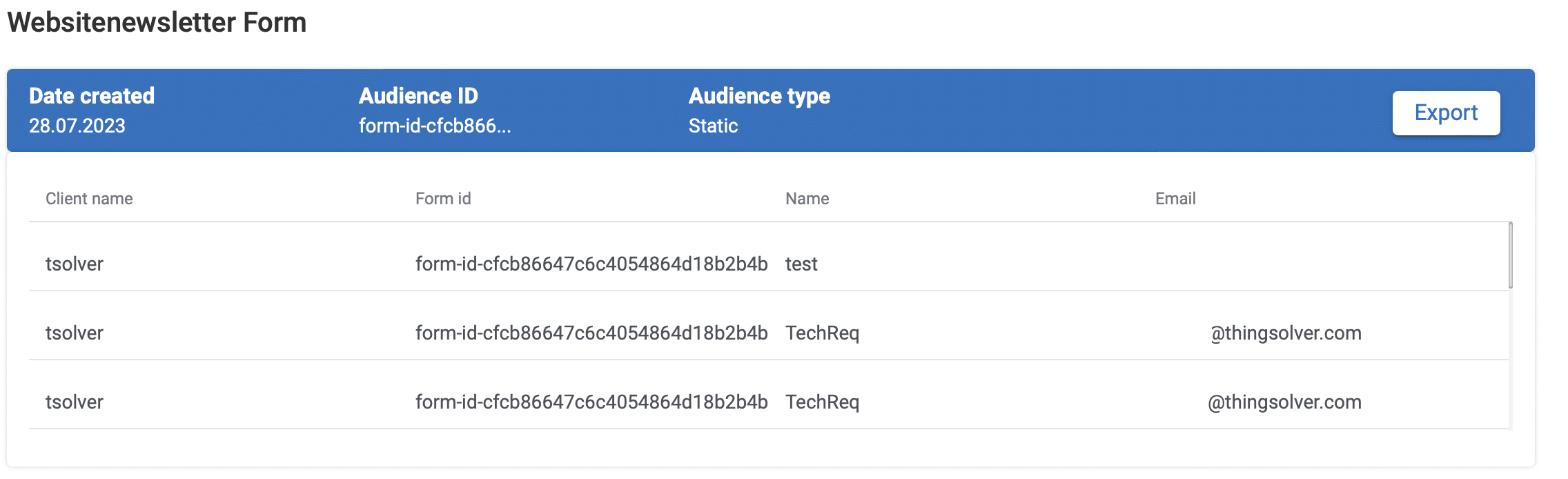 Solver Form Studio: Form Audience