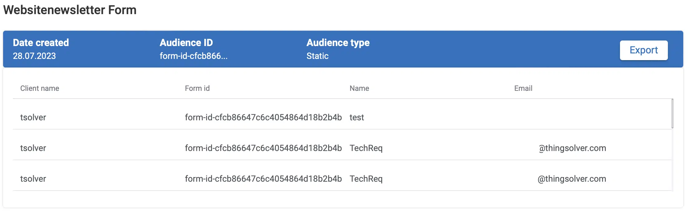 Solver Form Studio: Form Audience