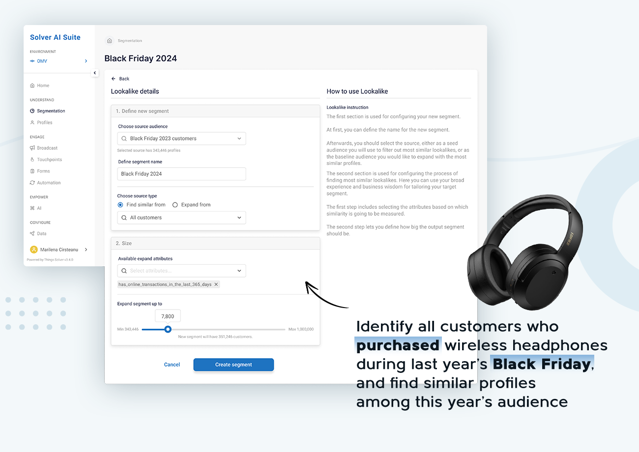 Identify this year's audience based on last year's Black Friday purchases with Things Solver's lookalike audience feature