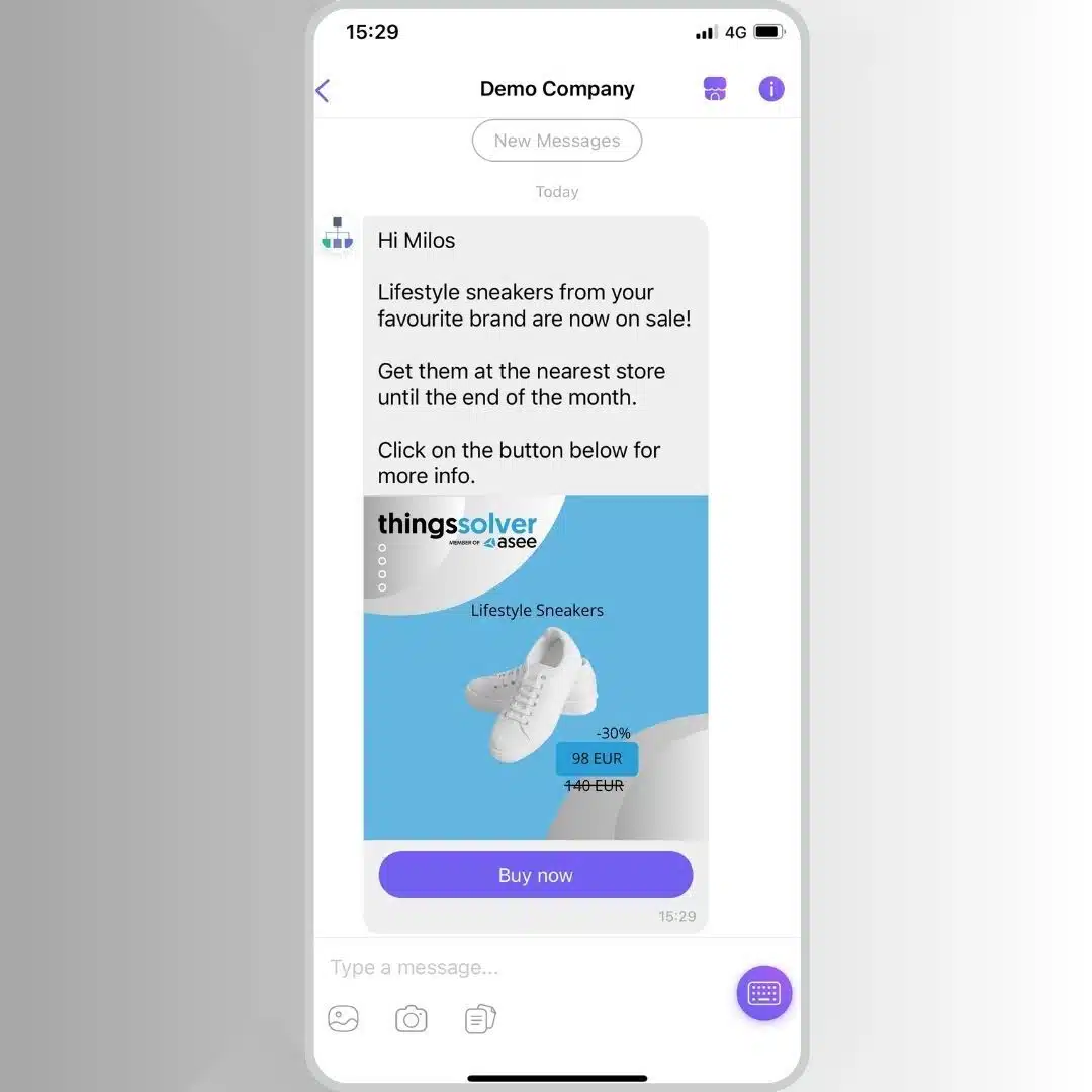A personalized VIber message crafted with the help of Solver's Campaigning Studio